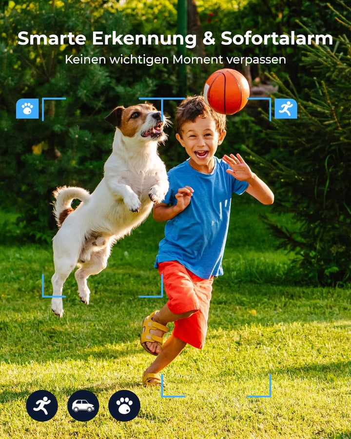 Reolink 2K 4MP Akku Überwachungskamera Aussen mit Personen-/Fahrzeugerkennung, 2,4/5GHz WLAN Batteri