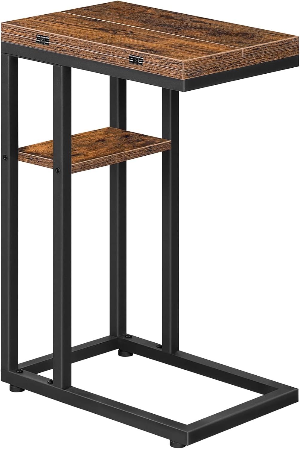 HOOBRO C-Form Beistelltisch, Klappbarer Sofatisch, Couchtisch, Kaffeetisch Snacktisch mit Lagerregal