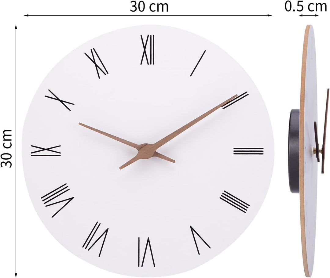 ACCSHINE MDF Holz Wanduhr Ohne TickgeräUsche Lautlos Modern 30cm Quarz Gross Batterie Betriebene Wan