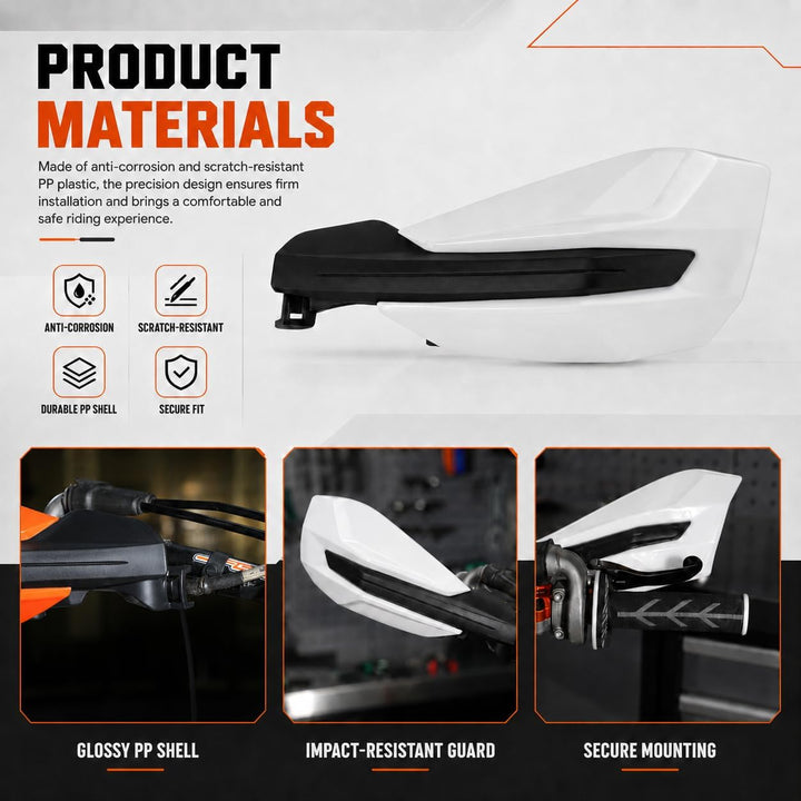 Handprotektoren Motorrad,Enduro Handschützer,Motorrad Handschutz-Weiss, Weiss