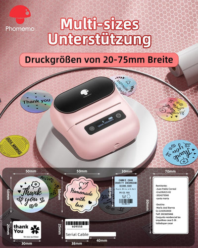 Phomemo M220 Etikettendrucker,Upgrade Barcode-Drucker,Bluetooth Tragbarer Thermo Beschriftungsgerät