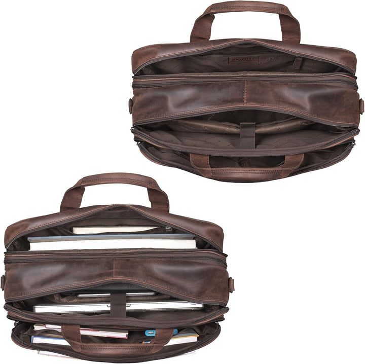 STILORD Gigantus XXL Aktentasche Leder Laptoptasche 17,3 Zoll bis 19 Zoll Sehr Grosse Umhängetasche