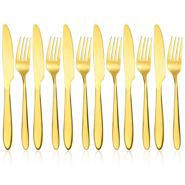 RETON 12 Stück Edelstahl Besteck Set, Messer und Gabel set, Steakbesteck Set, Essbesteck 6 Personen