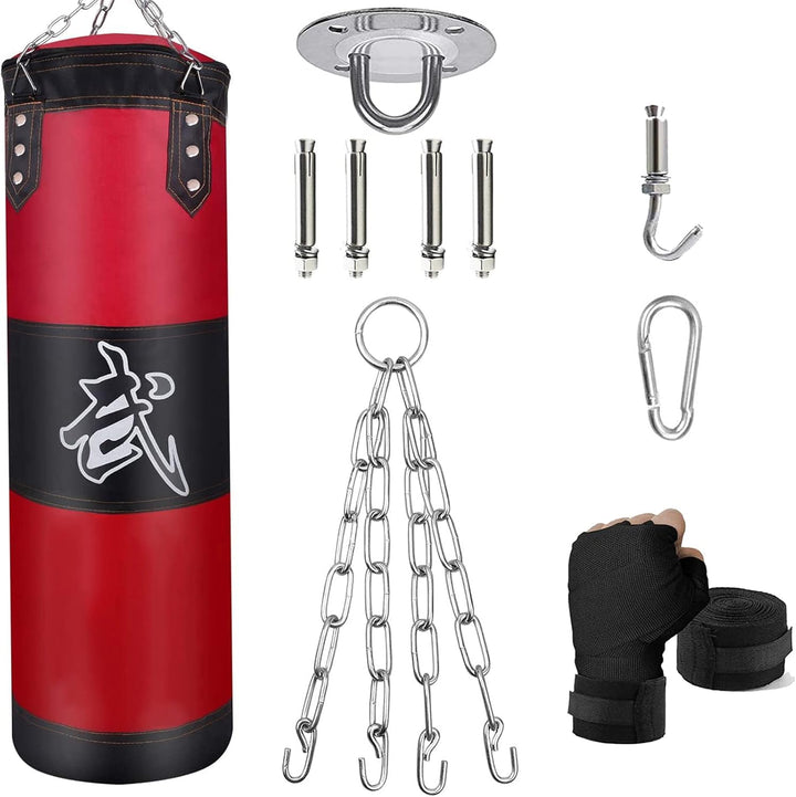 Boxsack Set Heavy Duty Punchingsäcke UNGEFÜLLT, Hängende Boxing Bag für Erwachsene Kinder, Punching