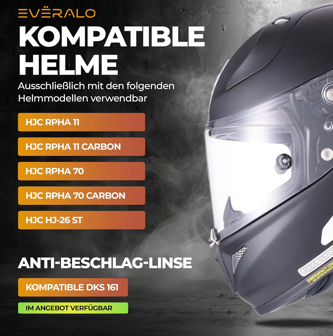 Everalo Kompatibel mit Hjc Rpha 70 Visier - Rpha 11 - Hj26 - Pinlock und Tearoff Ready - Helmvisier