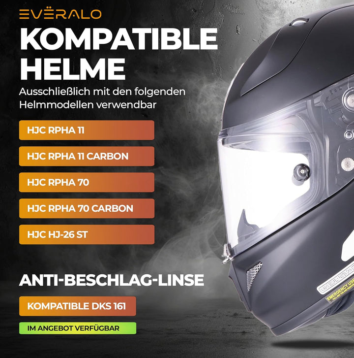 Everalo Kompatibel mit Hjc Rpha 70 Visier - Rpha 11 - Hj26 - Pinlock und Tearoff Ready - Helmvisier