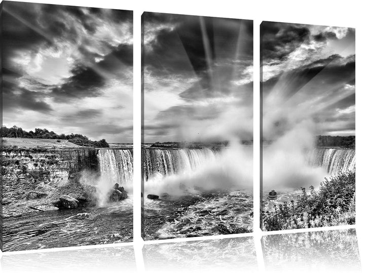 Pixxprint Niagarafälle bei Sonnenuntergang als Leinwandbild/Grösse: 3 Teilig (120x80 cm) cm/Wandbild