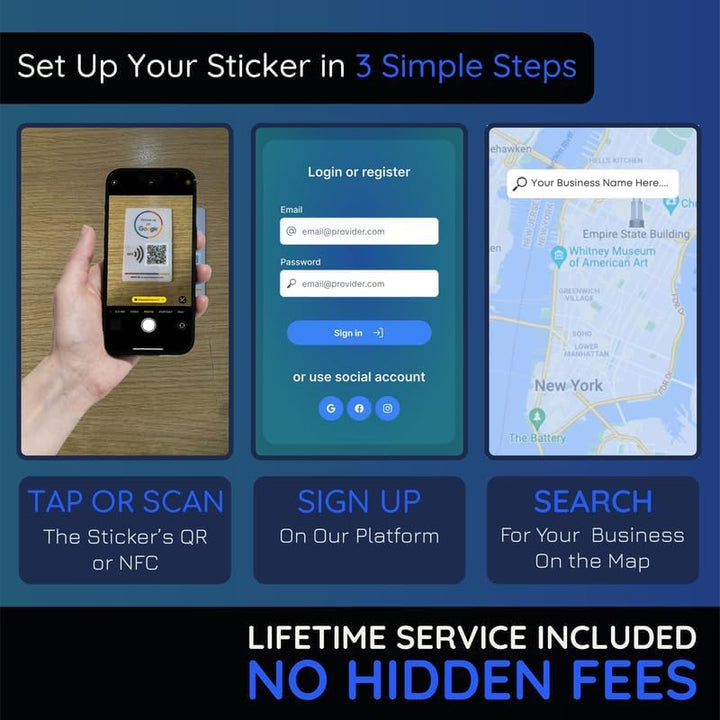 Wiederverwendbare Rezensions-Aufkleber für Google-Rezensionen, 5-Aufkleber-Packung, QR & Tap NFC-Auf
