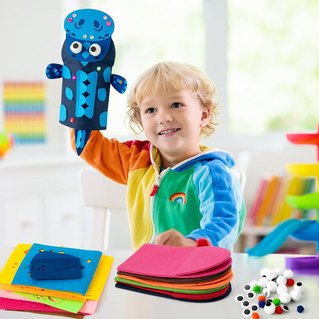 WATINC 6pcs Felt Handpuppe DIY Art Craft Set, Kunsthandwerk gefühlt Socke Puppet Spielzeug, kreative