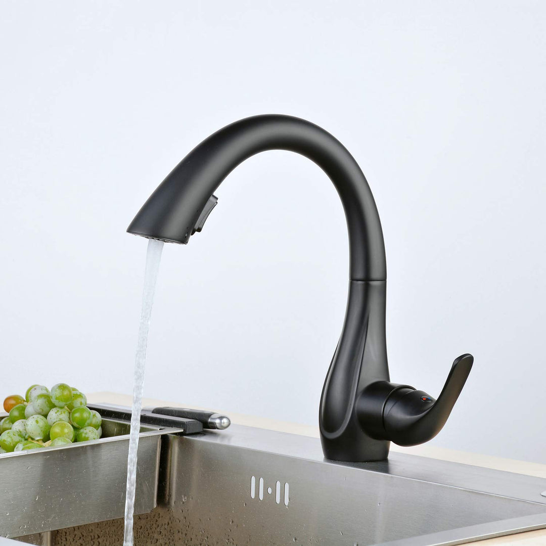 Küchenarmatur, Schwarz Wasserhahn Küche mit Herausziehbarer Dual-Spülbrause Brause, Kaltes und Heiss