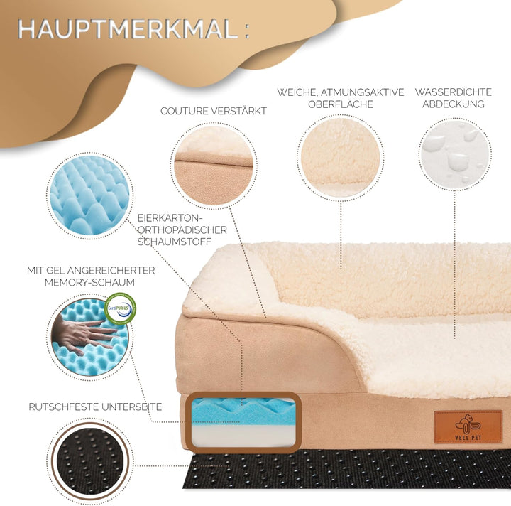Orthopädisches Katzenbett waschbar & abnehmbar – Premium Memory Foam Haustierbett mit wasserdichtem