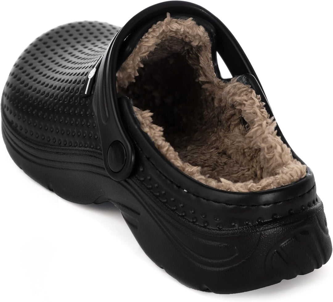 Hsyooes Clogs Damen Winter Gartenschuhe Herren Gefütterte Hausschuhe Wasserdicht Plüsch Pantoletten
