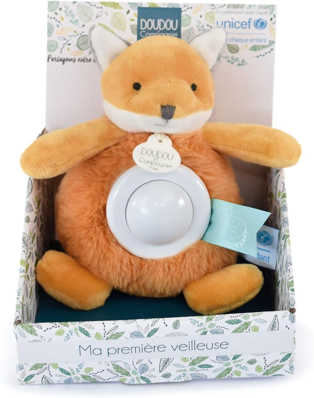 Doudou et Compagnie - Nachtlicht Fuchs Plüsch Musik und Licht für Kinder – mit 3 Lichtern – Grösse 2