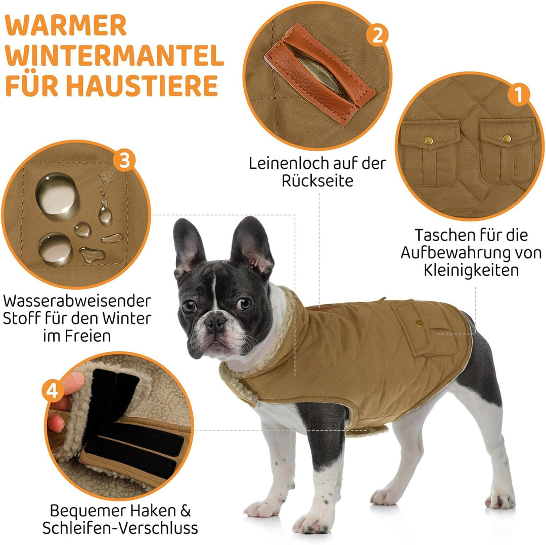 Queenmore Hundejacke Mittelgrosse Hunde Hundemantel Winter Warme Wintermantel Hund Wasserdicht Quilt