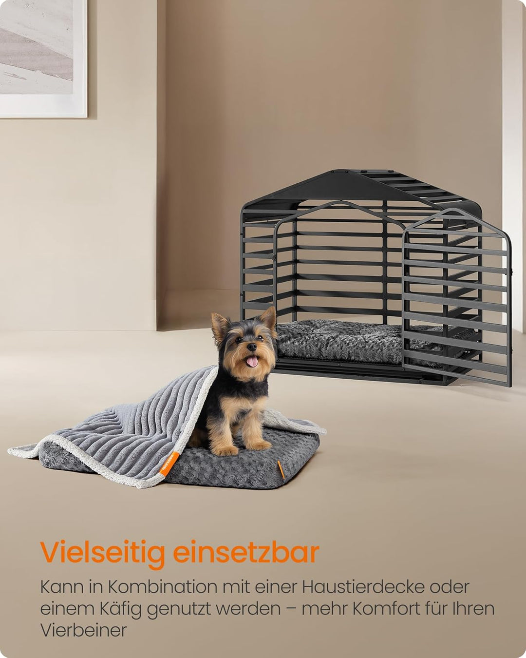 Feandrea Hundebett, Hundekissen M, für kleine Hunde, Flauschige Hundematte, Plüsch, 80 x 50 cm, weic