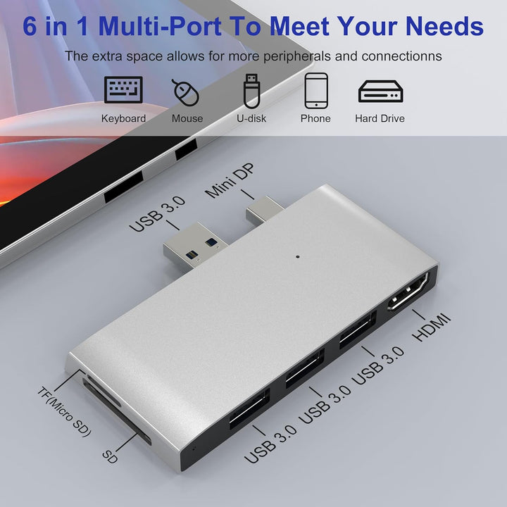 Surface Pro 6/5/4 Dock USB Hub Adapter - USB 3.0 * 3 Surface Pro 4/5/6 Dockingstation Multiport Moni