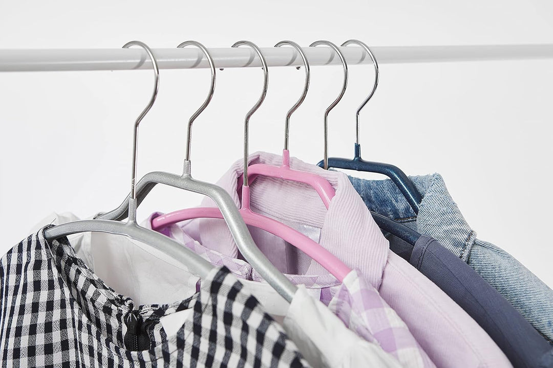 MAWA Kleiderbügel, Set mit 10 hochwertigen, platzsparenden, rutschfesten Kleiderbügeln, ideal für T-