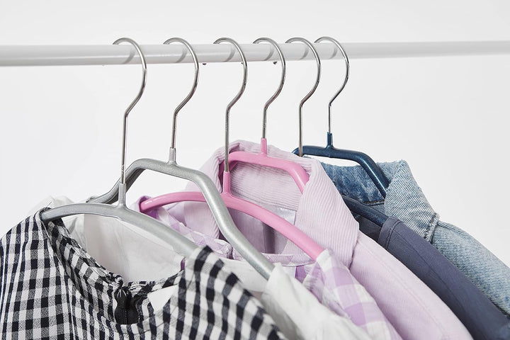 MAWA Kleiderbügel, Set mit 10 hochwertigen, platzsparenden, rutschfesten Kleiderbügeln, ideal für T-