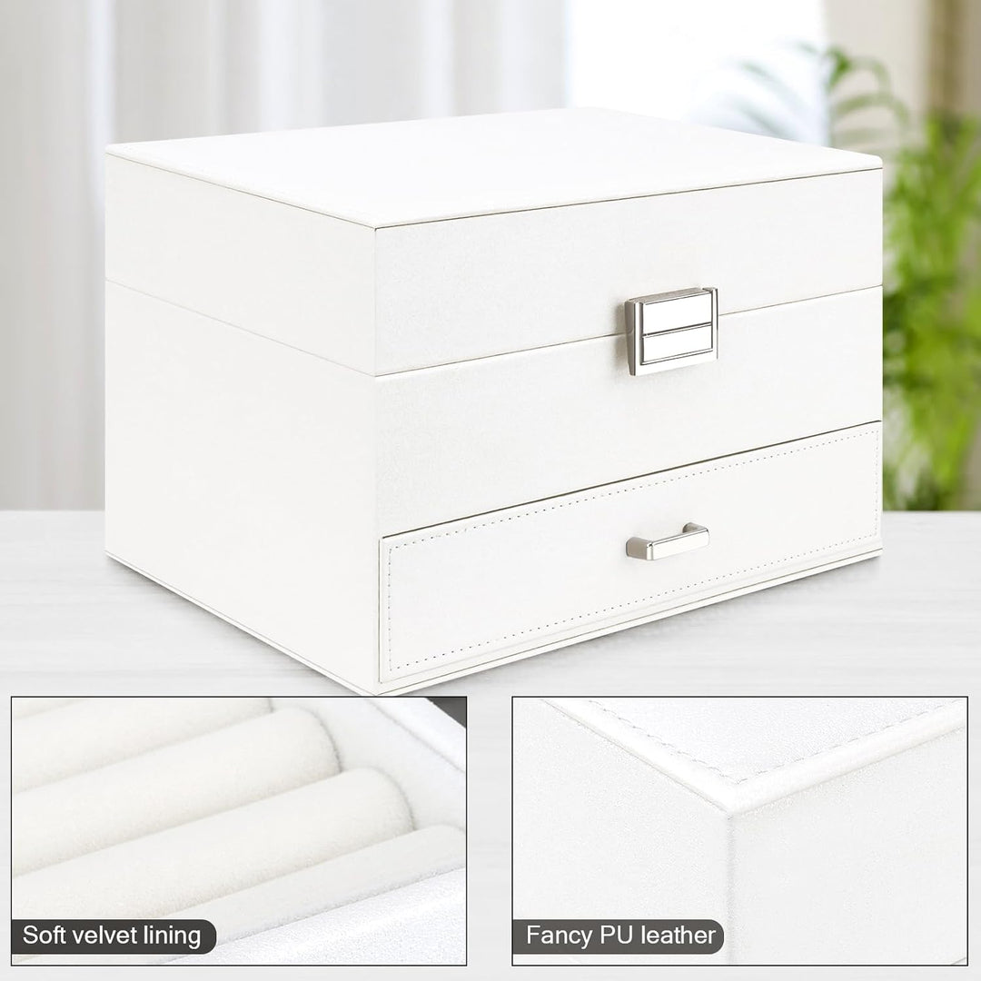 Schmuckkasten, Schmuckkästchen mit Schubladen für Damen Mädchen, PU-Leder Jewelry Box Schmuckbox Sch