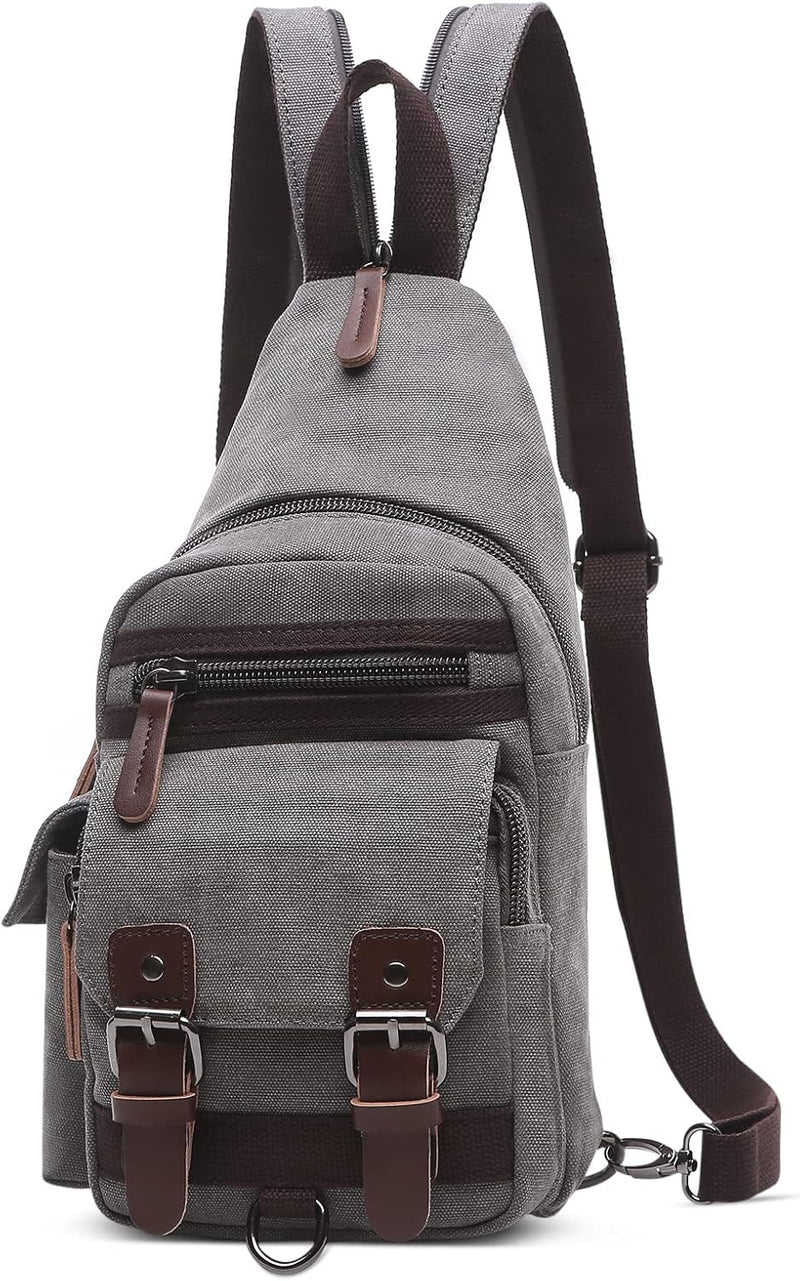 VARLIVOO Herren Sling Bag Retro Crossbody Bag Klein Umhängetaschen Schultertasche Outdoor Sportarten