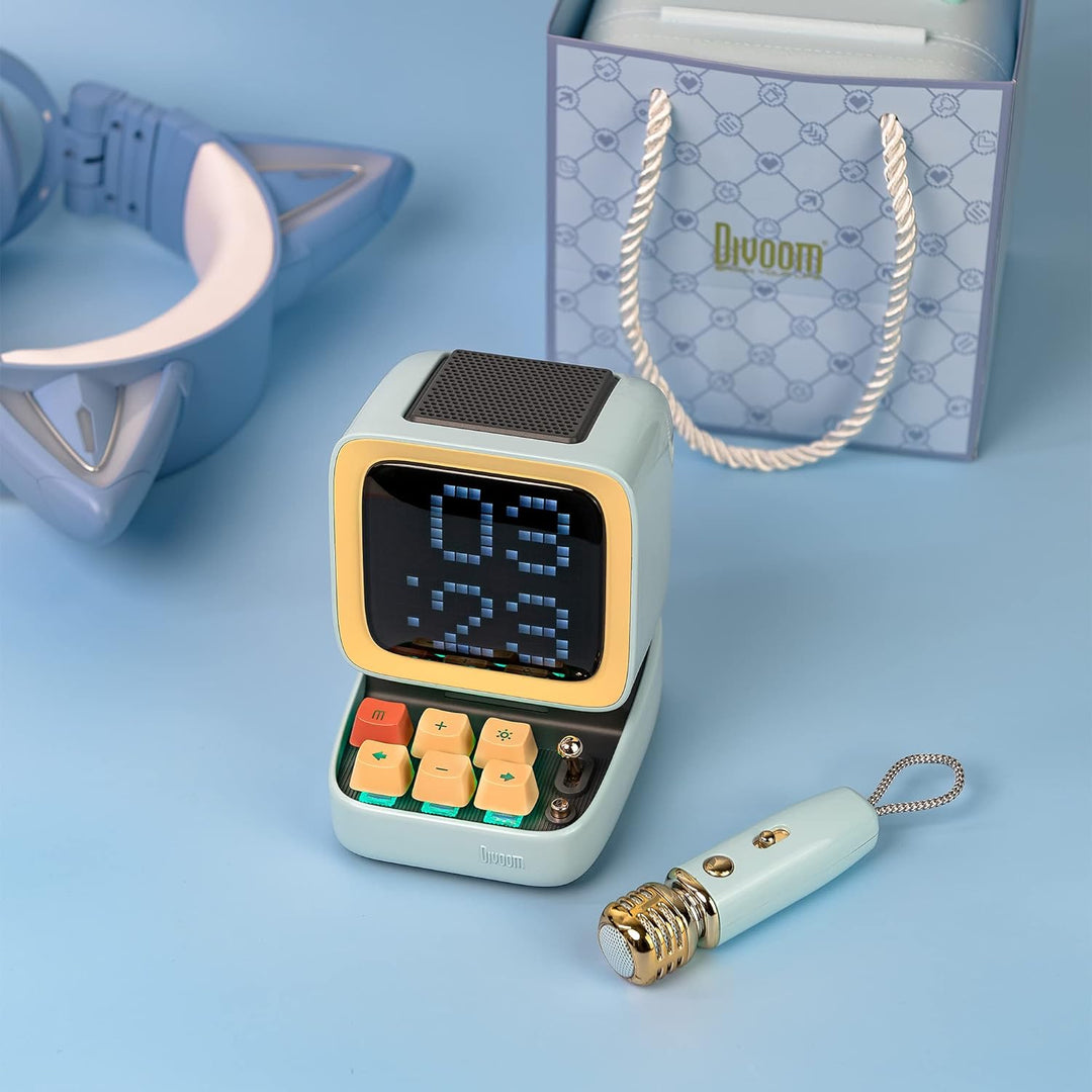 Divoom Ditoo-Mic Pixel Art LED tragbarer Bluetooth-Lautsprecher mit drahtlosem Karaoke-Mikrofon, App