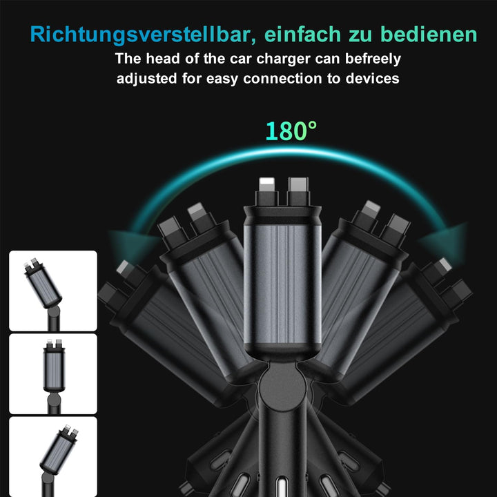 Aimtel Verbessertes Starlight Einziehbares Auto 69W Ladegerät Zigarettenanzünder USB Adapter KFZ USB