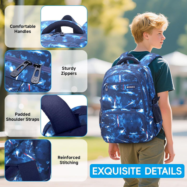 Amythe Schulrucksack Jungen Teenager Schulranzen, Schultasche mit Trolleygurten 16 Inch Wasserdicht