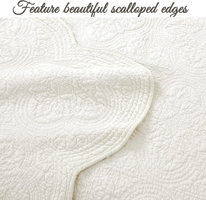 Cozy Line Home Fashions Viktorianisches Medaillon, massives Elfenbein, Matelasse-Prägung, 100% Baumw