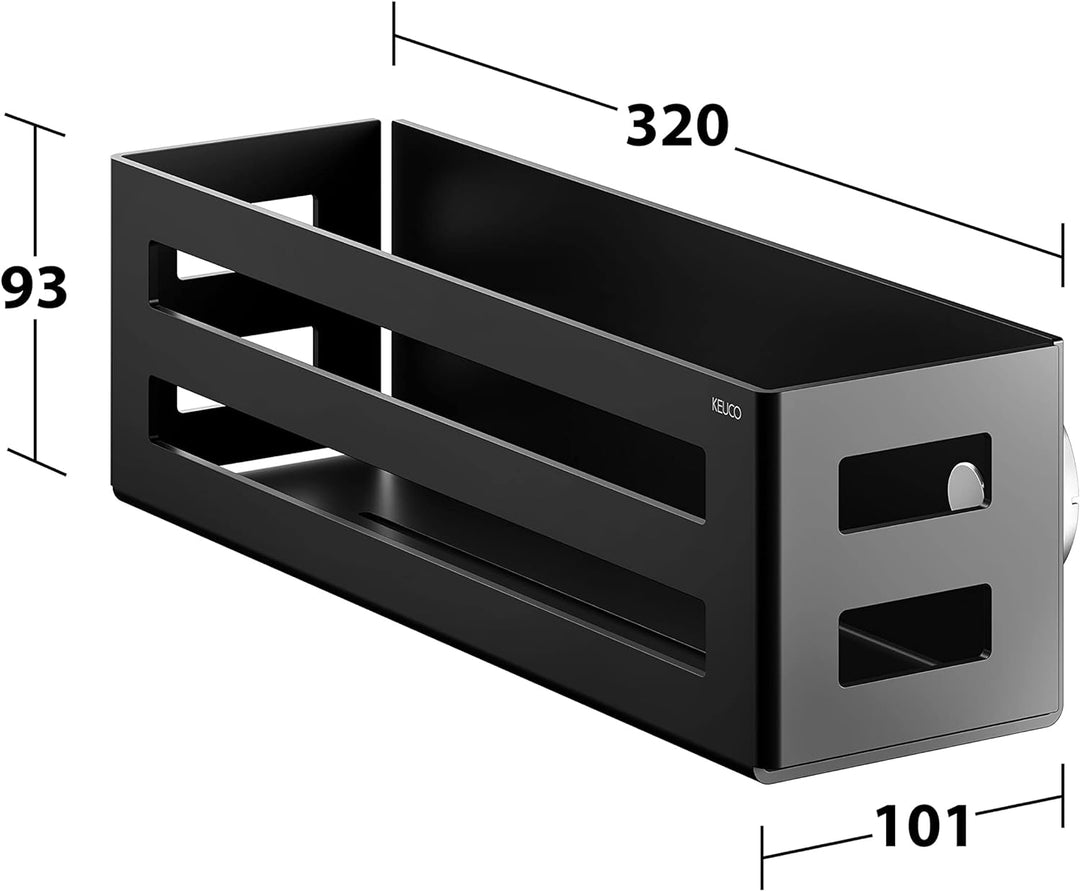 Keuco Duschkorb aus Aluminium, schwarz, mit abnehmbarem Korb, Ablaufschlitze, 32x9x12cm, Wandmontage