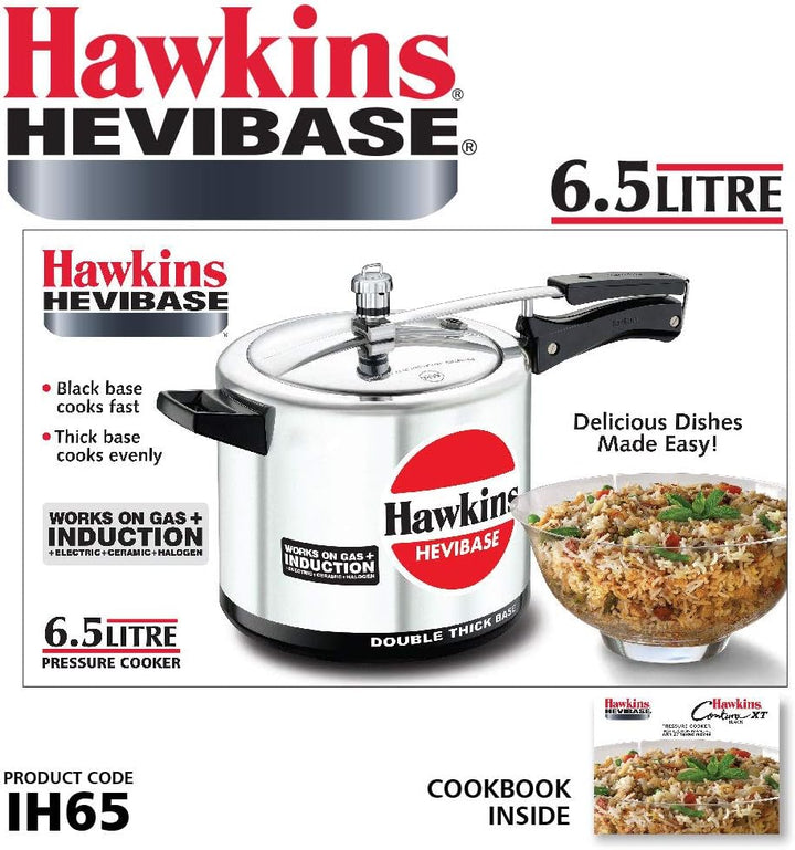 Hawkins Hevibase IH65 HAIH65 Schnellkochtopf, Aluminum, Silver 6.5 Liter, 6.5 Liter