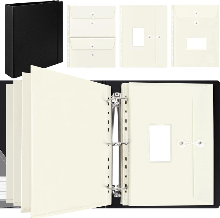 Uquelic Ordner Ringordner, Datei Organizer mit 10 Stück Dokumententasche A4 Abheftbar Folientasche,