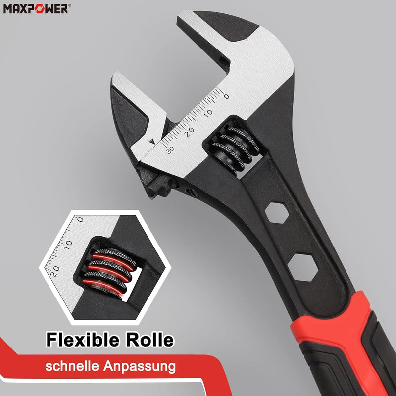 MAXPOWER 3 Stücke Rollgabelschlüssel Set 150mm/200mm/300mm Hochwertiger Schraubenschlüssel Verstellb