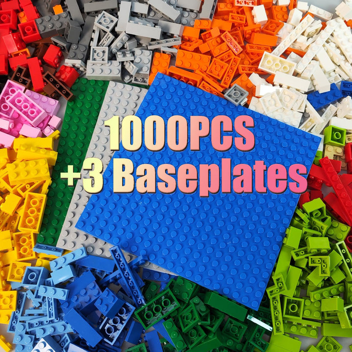 1000 Stück Bauklötze, Klassische stapelbare Grundplatten, 3 6,3" x 6,3" Blaue, graue und grüne Grund