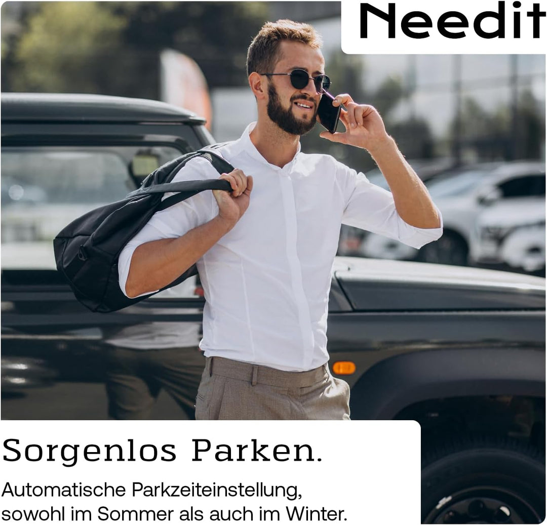 2X Needit Park Micro elektronische Parkscheibe mit Zulassung I Die kleinste Parkscheibe der Welt | D