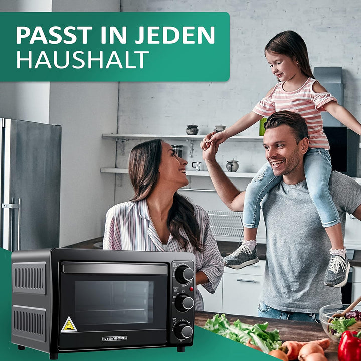 Mini Backofen 15 Liter Pizza-Ofen 3in1 Backofen Minibackofen Miniofen Krümelblech Ober-/Unterhitze E