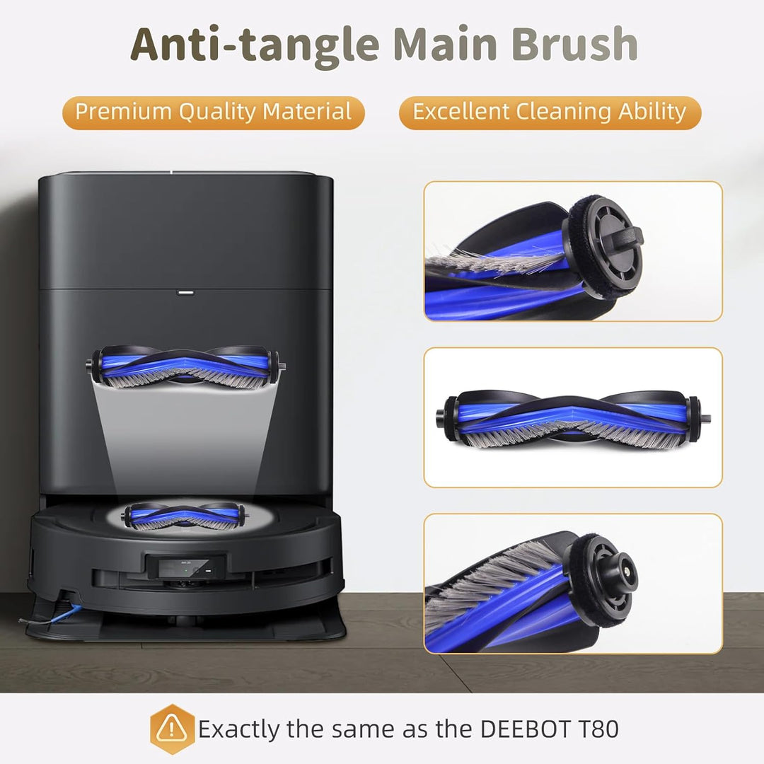 T80 Zubehör Ersatz Kompatibel für ECOVACS DEEBOT T80 OMNI Saugroboter, 1 Hauptbürste, 4 Filter, 4 Se