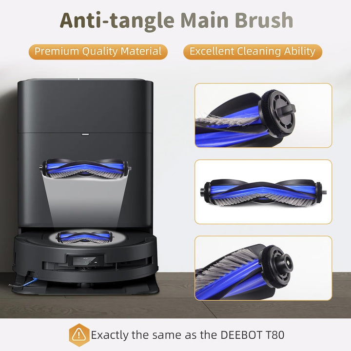 T80 Zubehör Ersatz Kompatibel für ECOVACS DEEBOT T80 OMNI Saugroboter, 1 Hauptbürste, 4 Filter, 4 Se