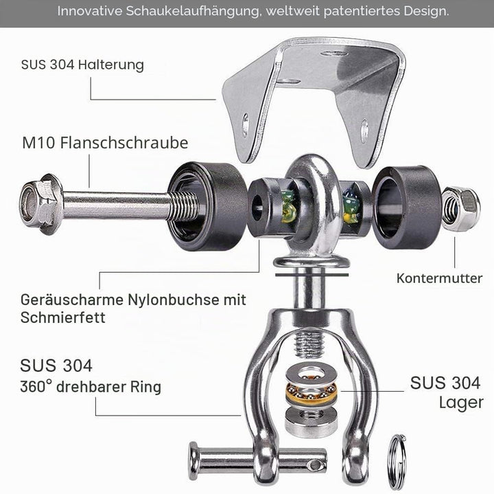 SELEWARE Deckenhaken Schwerlast Hängesessel Outdoor - Drehhaken Boxsack Halterung Schaukelhaken Holz