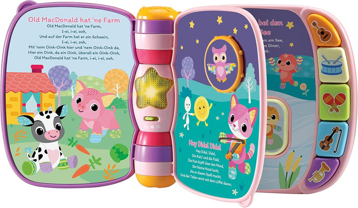 VTech Baby Mein erstes Liederbuch rosa – Kunterbuntes Buch mit 7 Seiten und beweglichen Elementen zu
