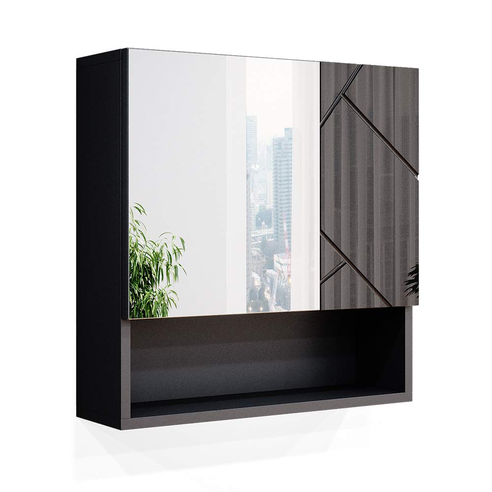 Vicco Bad Spiegelschrank Irma, Anthrazit Hochglanz, 54 x 55 cm