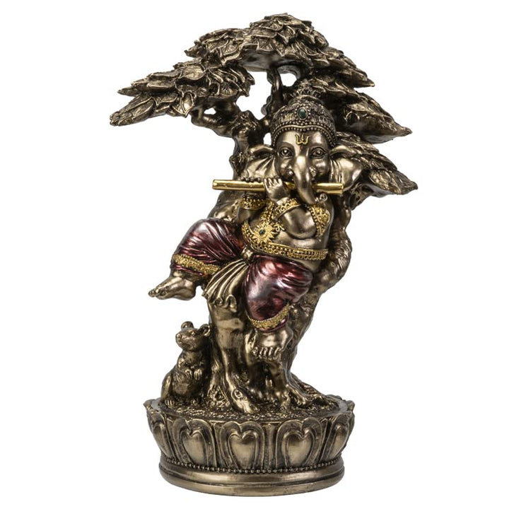 Pacific Giftware Ganesha Figur musiziert unter Baum | Statue Buddha Hinduistisch