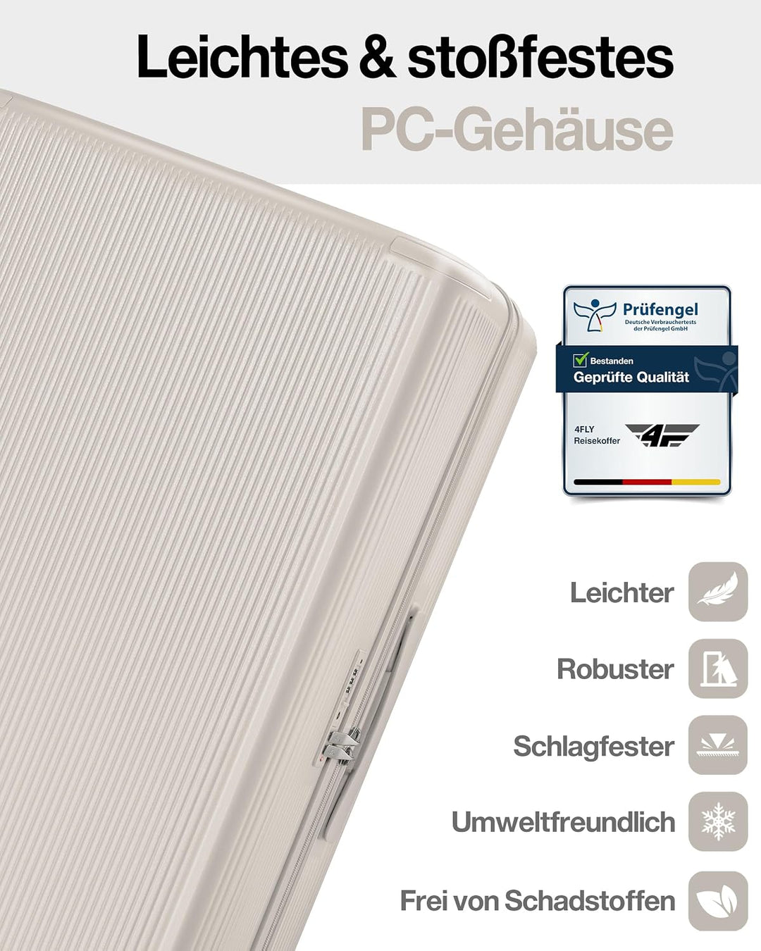 Leichter Premium Hartschalen-Reisekoffer Set 3-teilig (M/L/XL) – Koffer Set mit TSA-Schloss, 4 Spinn