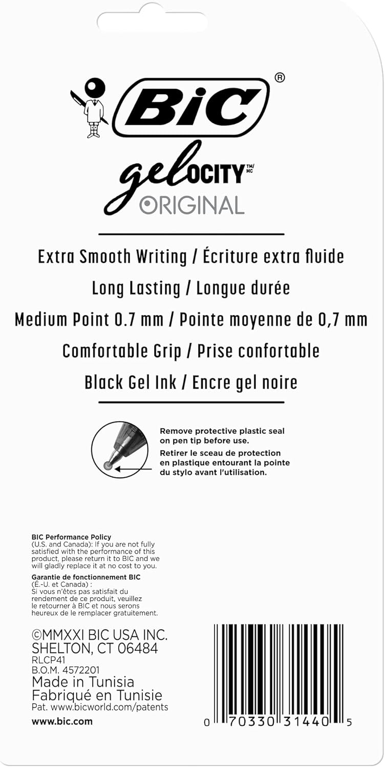 BIC Gel-ocity Retractable Gel Pen, Medium Point (0.7 mm), Black, 4-Count by BIC 4 stück (1er Pack) S