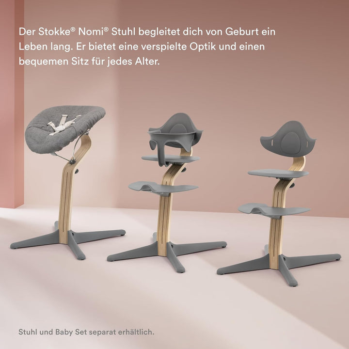 Stokke Nomi Newborn Set, Black/Grey Pink - Mit 5-Punkt-Sicherheitsgurt und wendbarem, waschbarem Tex