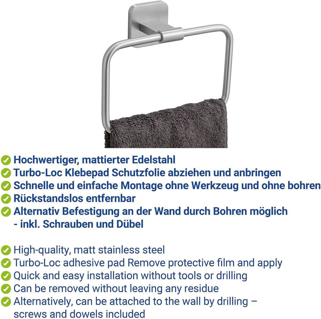 WENKO Turbo-Loc® Handtuchring ohne Bohren für die Wand