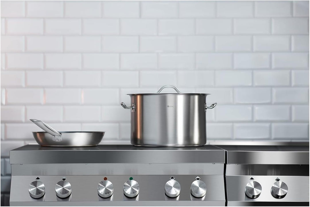 Royal Catering Edelstahltopf Induktion Kochtopf RCST-14E3-S (13 L, Bodendicke 3,8 mm, Edelstahl)