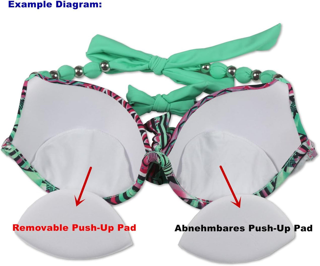 Damen Seitlich Gebunden Bikini Sets Abnehmbar Bademode Push up Bikinioberteil mit Nackenträger XL Li