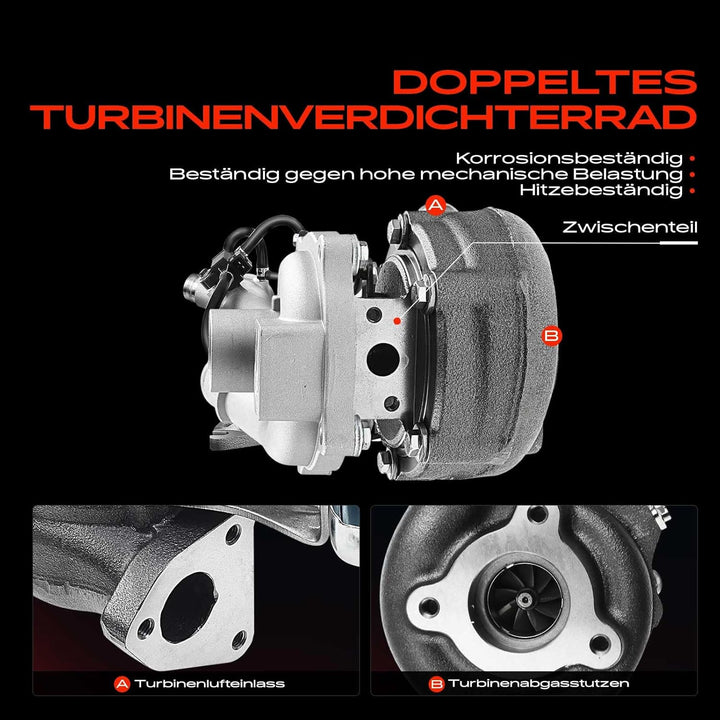 Frankberg Turbolader Kompatibel mit Doblo 119 223 1.3D 2005-2010 Grande Punto 199 1.3D 2005-2010 Ide