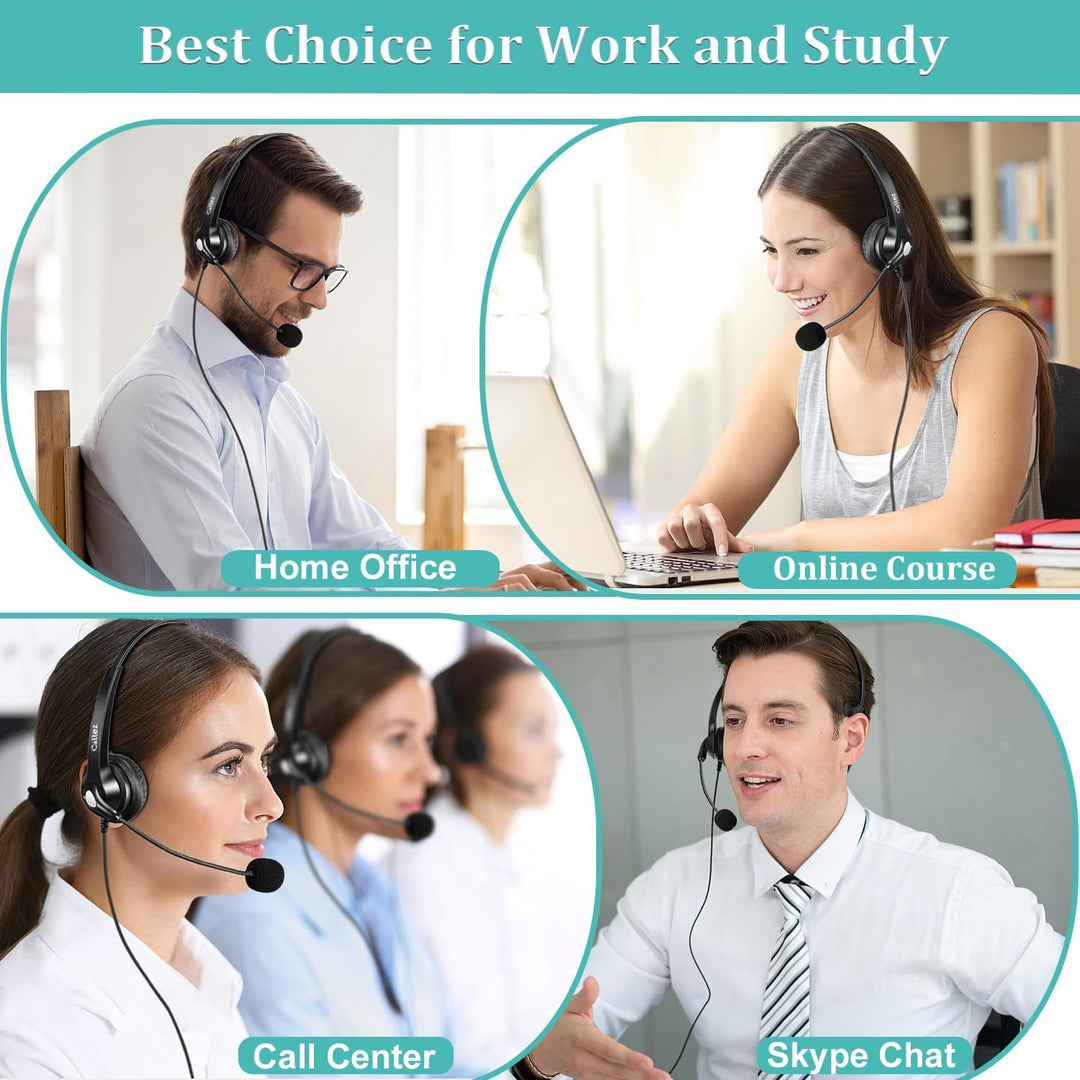 Callez 3,5mm Klinke Headset Handy mit Mikrofon Noise Cancelling, PC Kopfhörer für FritzFon C6 X6 iPh