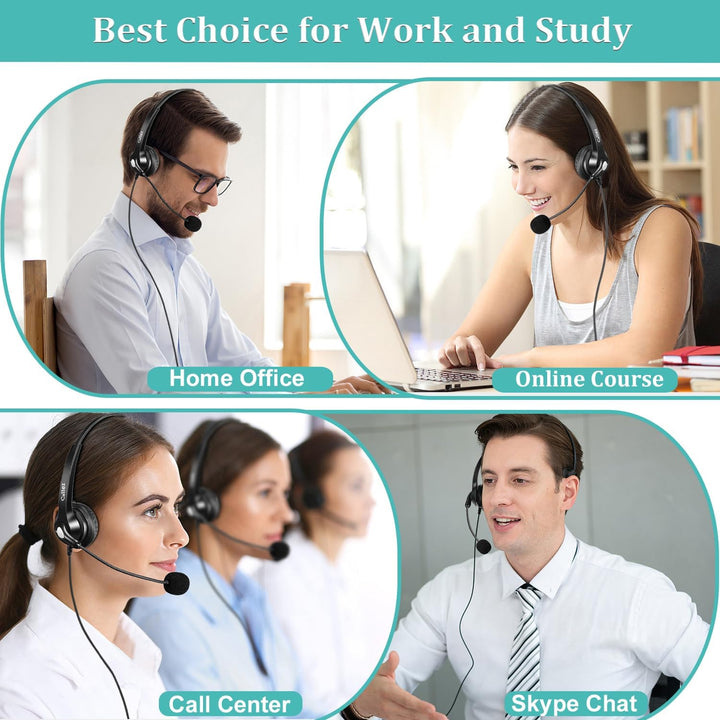 Callez 3,5mm Klinke Headset Handy mit Mikrofon Noise Cancelling, PC Kopfhörer für FritzFon C6 X6 iPh